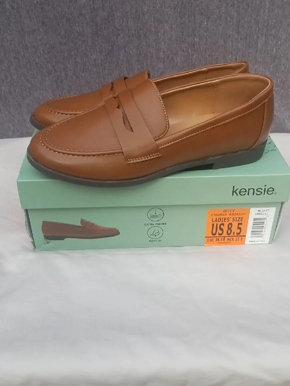 Kensie Gitty Cognac Brown Penny Loafers for Women 8.5